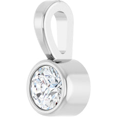 14K White Gold .06 CT Natural Diamond Bezel-Set Solitaire Pendant