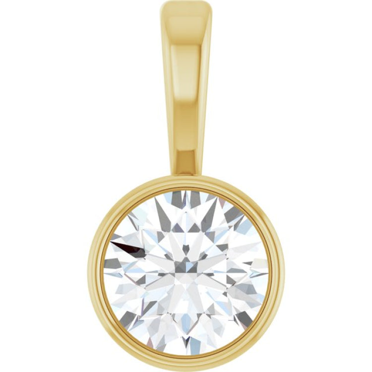 14K Yellow Gold 1/4 CT Natural Diamond Bezel-Set Solitaire Pendant
