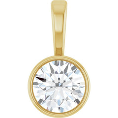 14K Yellow Gold 1/4 CT Natural Diamond Bezel-Set Solitaire Pendant