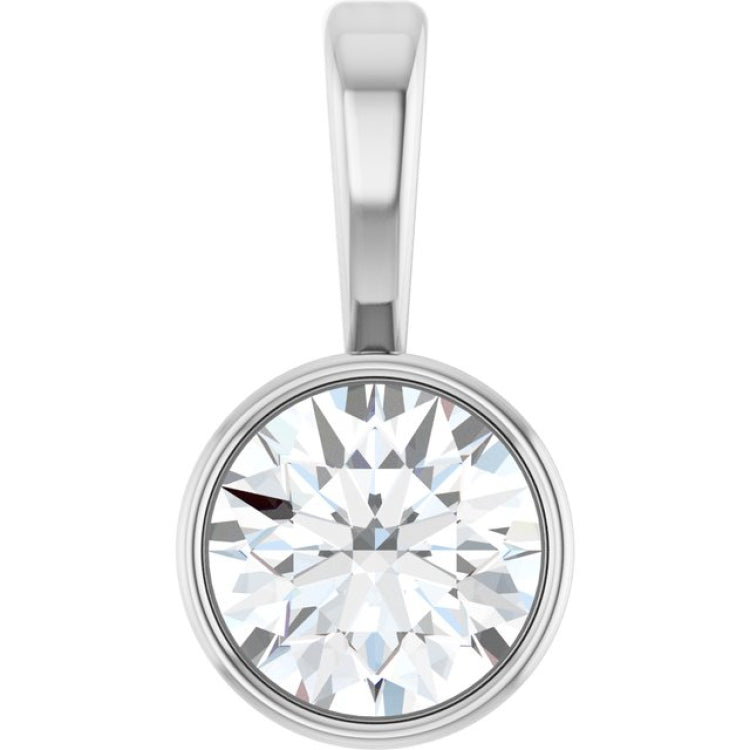Sterling Silver 1/4 CT Natural Diamond Bezel-Set Solitaire Pendant