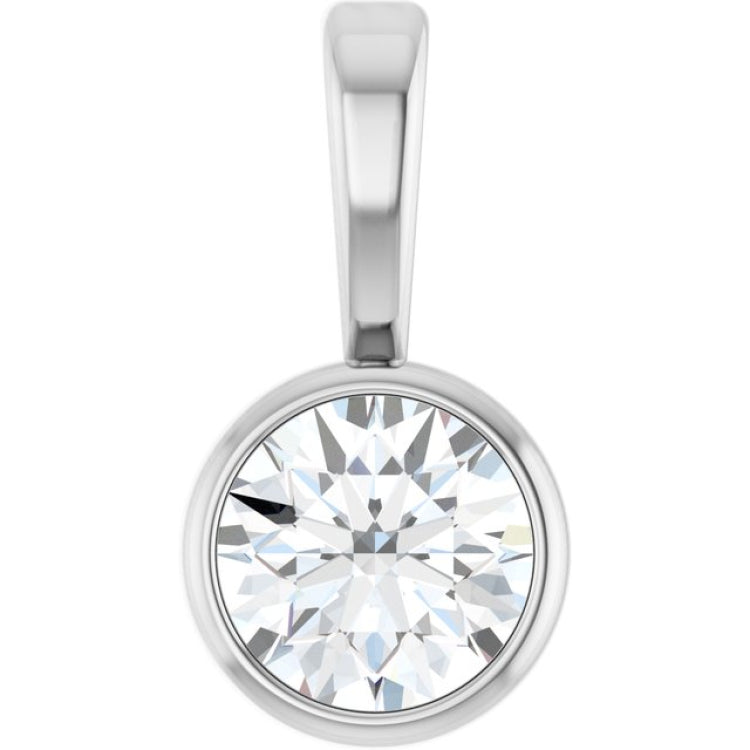 Sterling Silver 1/6 CT Natural Diamond Bezel-Set Solitaire Pendant