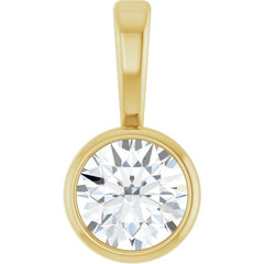 14K Yellow Gold 1/6 CT Natural Diamond Bezel-Set Solitaire Pendant