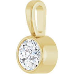 14K Yellow Gold 1/6 CT Natural Diamond Bezel-Set Solitaire Pendant