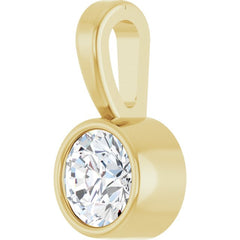 14K Yellow Gold 1/10 CT Natural Diamond Bezel-Set Solitaire Pendant