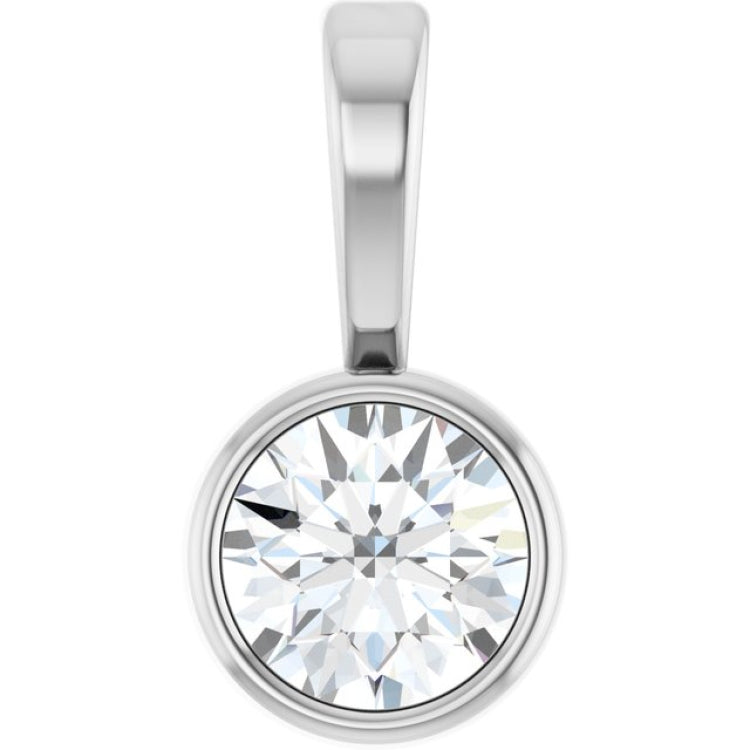 Platinum 1/10 CT Natural Diamond Bezel-Set Solitaire Pendant