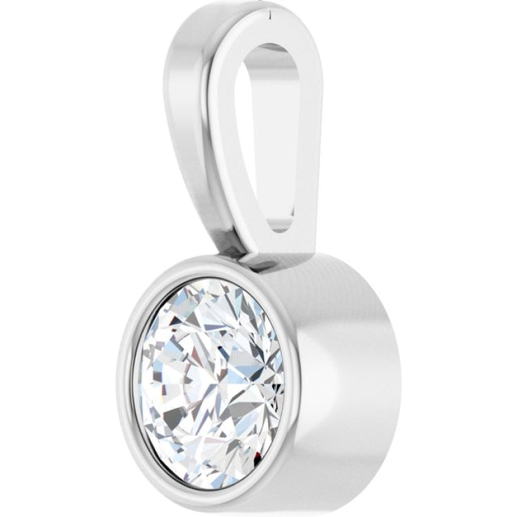 Platinum 1/10 CT Natural Diamond Bezel-Set Solitaire Pendant