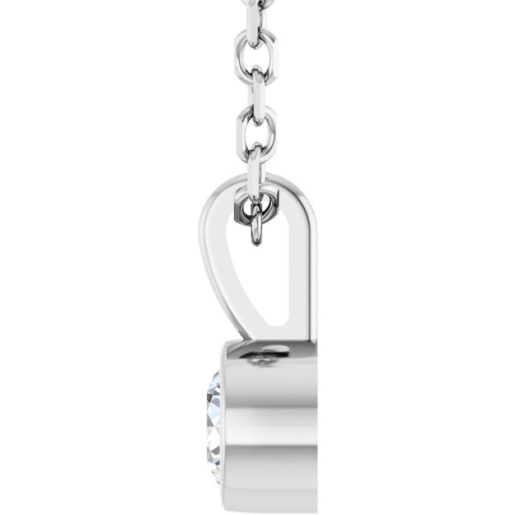 Platinum 1/10 CT Natural Diamond Bezel-Set Solitaire 16-18" Necklace