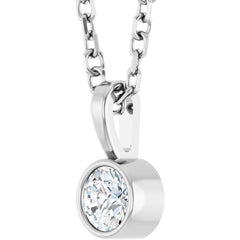 14K White Gold 1/10 CT Natural Diamond Bezel-Set Solitaire 16-18" Necklace