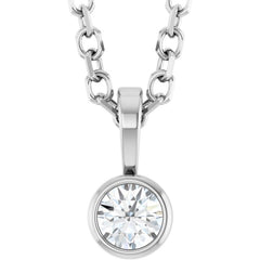 Sterling Silver .06 CT Natural Diamond Bezel-Set Solitaire 16-18" Necklace