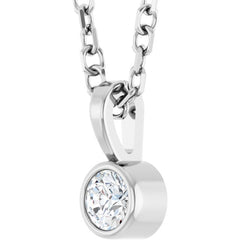 Sterling Silver .06 CT Natural Diamond Bezel-Set Solitaire 16-18" Necklace