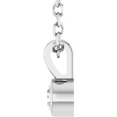14K White Gold .06 CT Natural Diamond Bezel-Set Solitaire 16-18" Necklace
