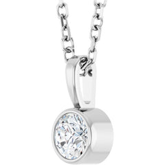 Sterling Silver 1/6 CT Natural Diamond Bezel-Set Solitaire 16-18" Necklace