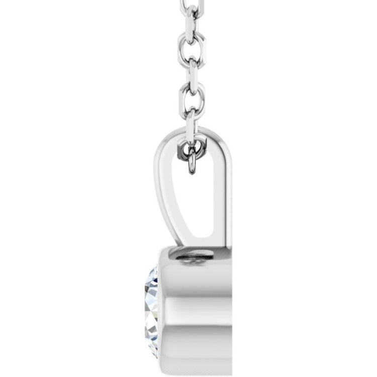 Sterling Silver 1/6 CT Natural Diamond Bezel-Set Solitaire 16-18" Necklace
