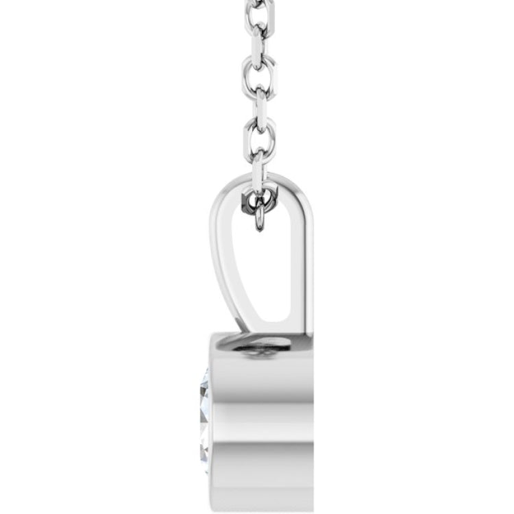 14K White Gold 1/4 CT Natural Diamond Bezel-Set Solitaire 16-18" Necklace