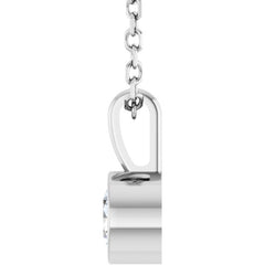 14K White Gold 1/4 CT Natural Diamond Bezel-Set Solitaire 16-18" Necklace