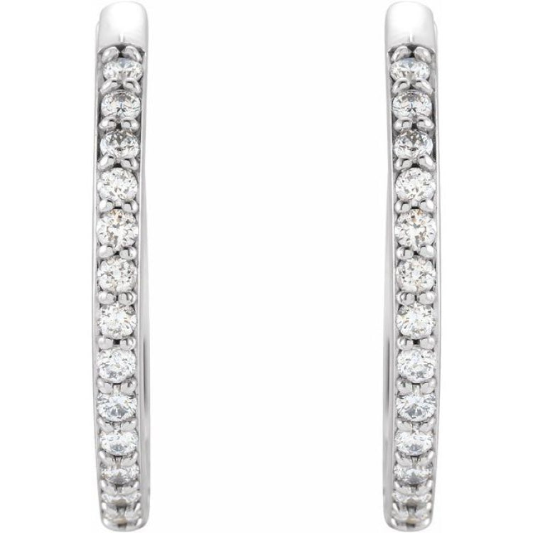 14K White Gold 1/5 CTW Natural Diamond Hinged 18 mm Hoop Earrings