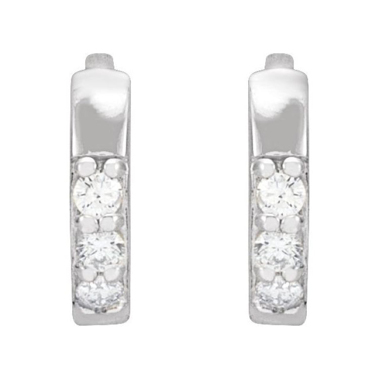 Platinum .05 CTW Natural Diamond Hinged 8 mm Hoop Earrings