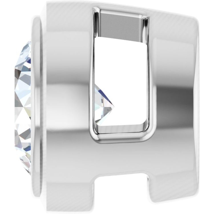 14K White Gold 1/6 CT Natural Diamond Slide Pendant