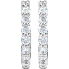 14K White Gold 2 CTW Lab-Grown Diamond Inside-Outside Hinged 20 mm Hoop Earrings