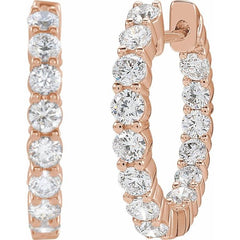 14K Rose Gold 2 CTW Lab-Grown Diamond Inside-Outside Hinged 20 mm Hoop Earrings