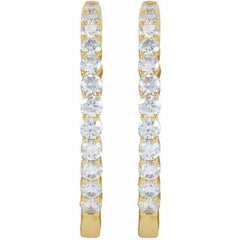 14K Yellow Gold 3 CTW Lab-Grown Diamond Inside-Outside Hinged 30 mm Hoop Earrings