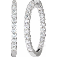 14K White Gold 3 CTW Lab-Grown Diamond Inside-Outside Hinged 30 mm Hoop Earrings