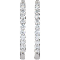 14K White Gold 3 CTW Lab-Grown Diamond Inside-Outside Hinged 30 mm Hoop Earrings