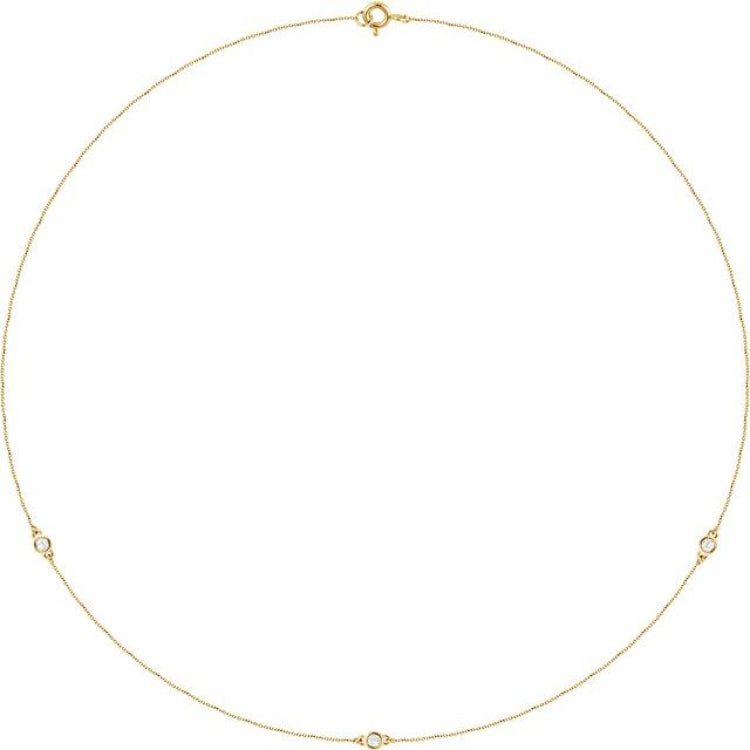 14K Yellow Gold 1/5 CTW Lab-Grown Diamond 3-Station 18" Necklace