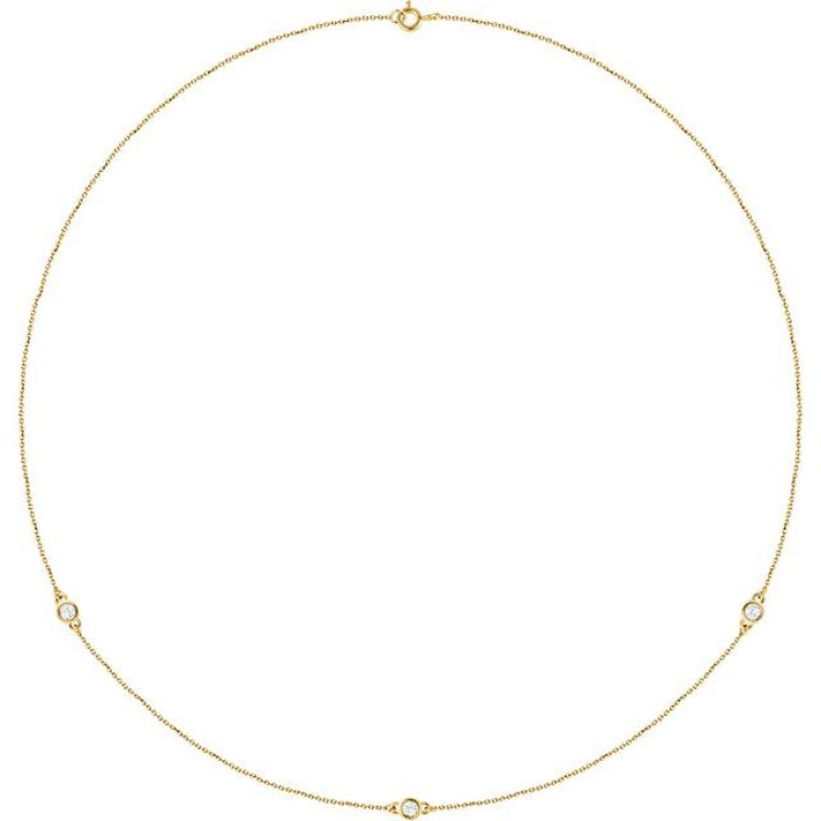 14K Yellow Gold 1/4 CTW Lab-Grown Diamond 3-Station 18" Necklace
