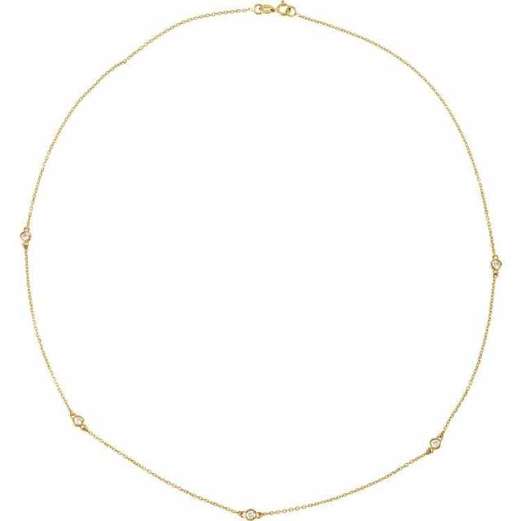 14K Yellow Gold 1/4 CTW Lab-Grown Diamond 5-Station 18" Necklace