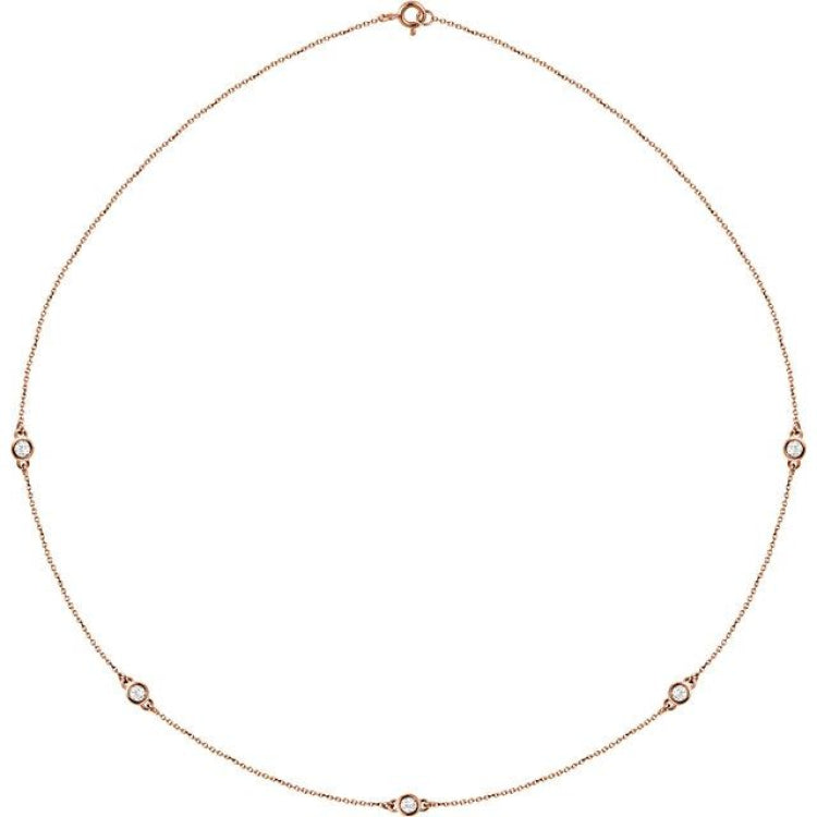 14K Rose Gold 1/2 CTW Lab-Grown Diamond 5-Station 18" Necklace