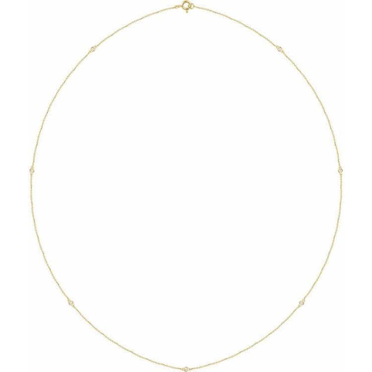 14K Yellow Gold 1/4 CTW Lab-Grown Diamond 7-Station 24" Necklace