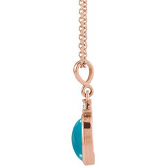 14K Rose Gold 8x6 mm Natural Turquoise & .03 CT Natural Diamond 16-18" Necklace