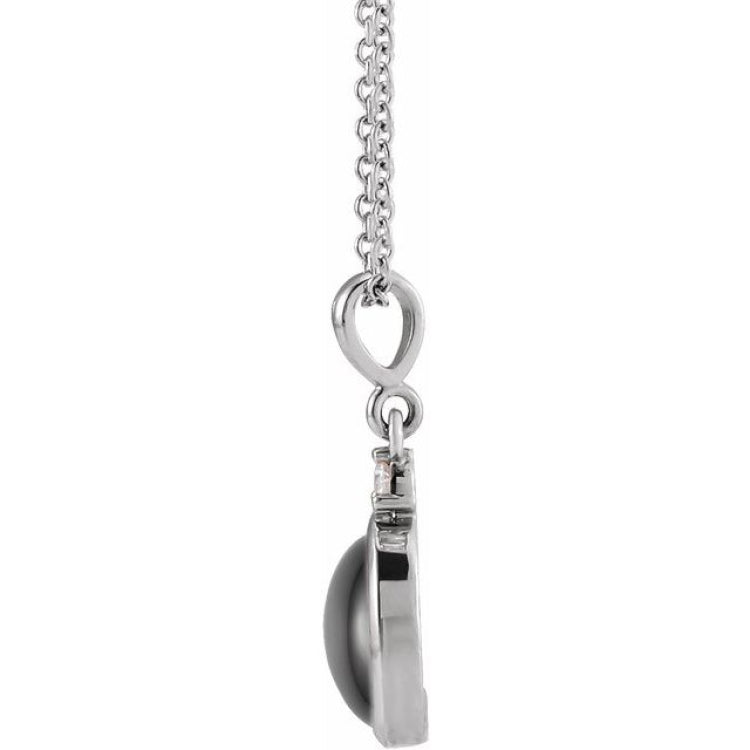 Platinum 8x6 mm Natural Black Onyx & .03 CT Natural Diamond 16-18" Necklace