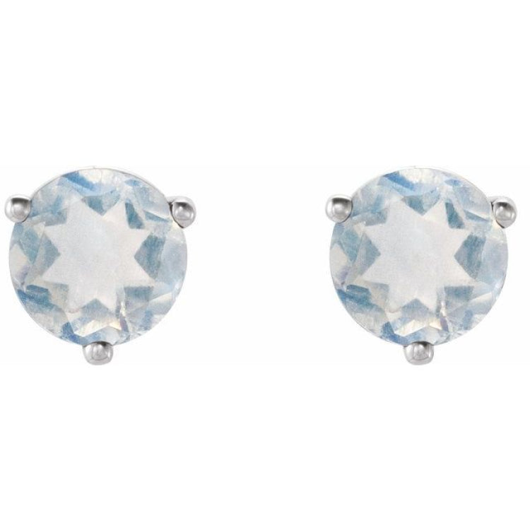 14K White Gold Natural Blue Sheen Moonstone Earrings
