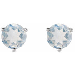 14K White Gold Natural Blue Sheen Moonstone Earrings