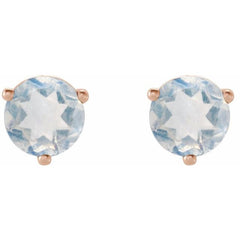 14K Rose Gold Natural Blue Sheen Moonstone Earrings