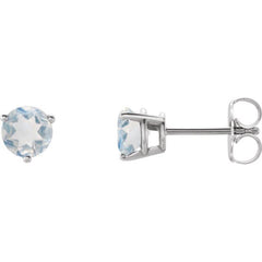 Platinum Natural Blue Sheen Moonstone Earrings