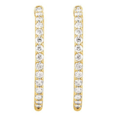 14K Yellow Gold 2 1/10 CTW Lab-Grown Diamond Inside-Outside 29.5 mm Hoop Earrings