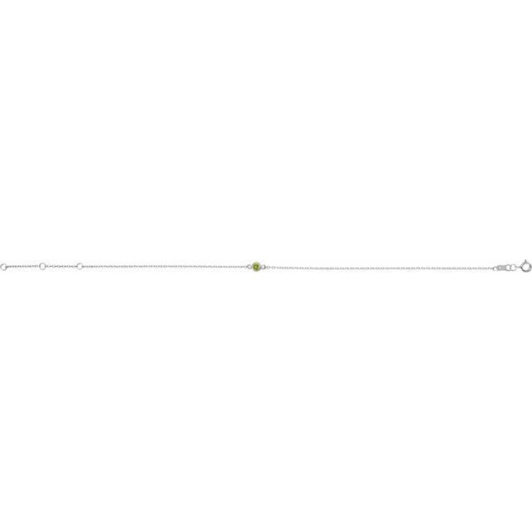 Sterling Silver Natural Peridot Bezel-Set Solitaire 6 1/2-7 1/2" Bracelet