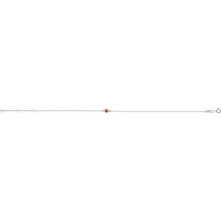 14K White Gold Natural Citrine Bezel-Set Solitaire 6 1/2-7 1/2" Bracelet