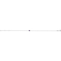 Sterling Silver Natural Amethyst Bezel-Set Solitaire 6 1/2-7 1/2" Bracelet