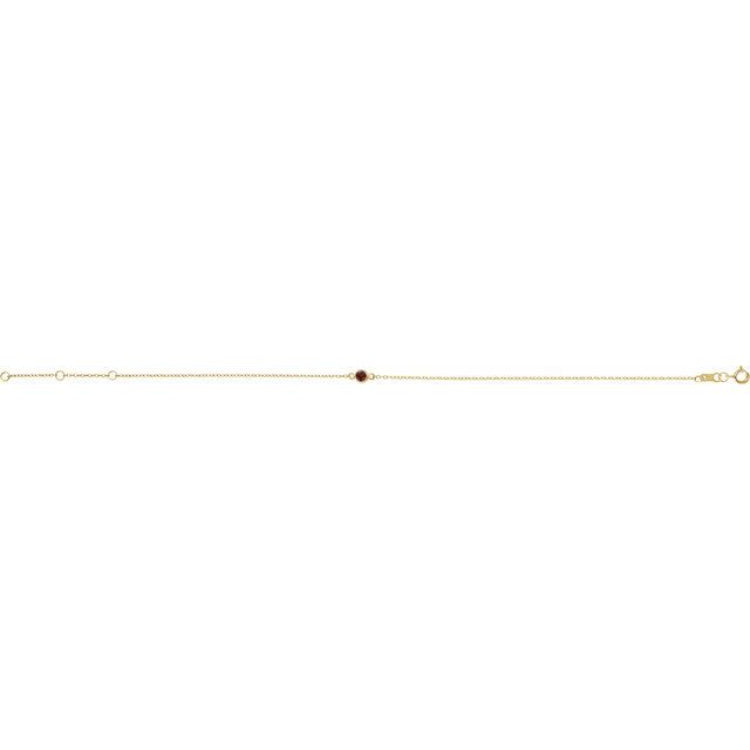 14K Yellow Gold Natural Mozambique Garnet Bezel-Set Solitaire 6 1/2-7 1/2" Bracelet