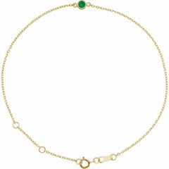 14K Yellow Gold Natural Emerald Bezel-Set Solitaire 6 1/2-7 1/2" Bracelet