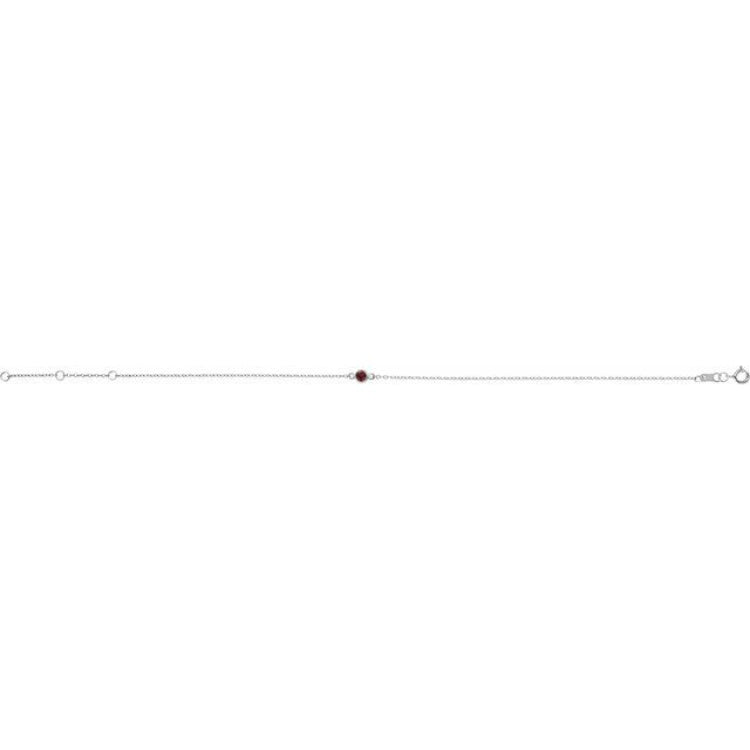 Platinum Natural Mozambique Garnet Bezel-Set Solitaire 6 1/2-7 1/2" Bracelet