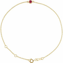 14K Yellow Gold Lab-Grown Ruby Bezel-Set Solitaire 6 1/2-7 1/2" Bracelet