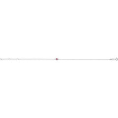 Sterling Silver Natural Pink Tourmaline Bezel-Set Solitaire 6 1/2-7 1/2" Bracelet