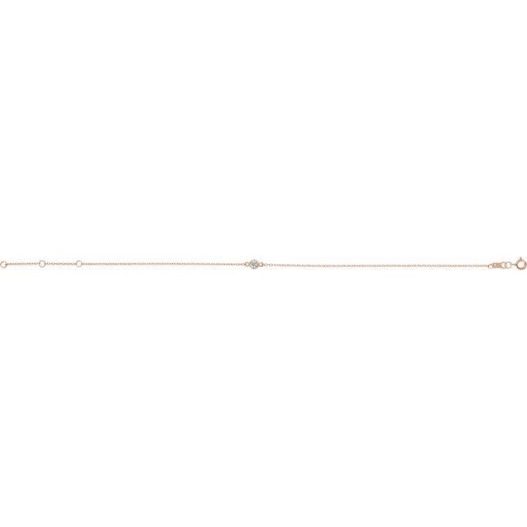 14K Rose Gold 1/10 CT Natural Diamond 6 1/2-7 1/2" Bracelet