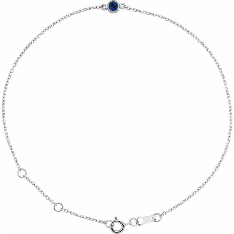Sterling Silver Natural Blue Sapphire Bezel-Set Solitaire 6 1/2-7 1/2" Bracelet