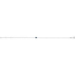14K White Gold Lab-Grown Blue Sapphire Bezel-Set Solitaire 6 1/2-7 1/2" Bracelet